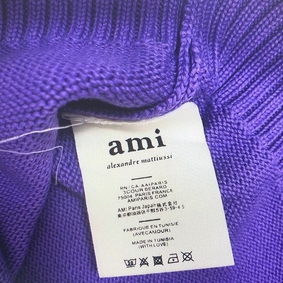 Ami Vivid Purple Cardigan with Red Heart Accent - Picture 5 of 5